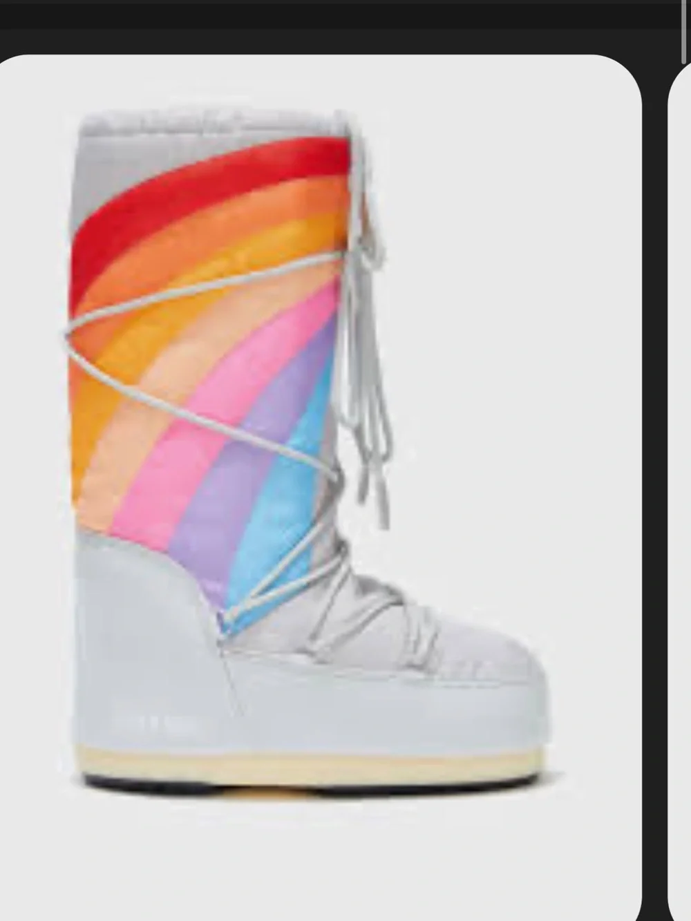 Perfect Moment White Winter Boot with Rainbow Stripe Panel